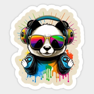 Happy Kawaii Panda with Sunglasses and Headphones Sticker